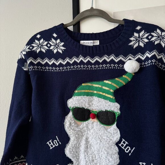 99 Jane Street | EUC Ugly Christmas Sweater Light-Up Santa Blue Size Medium - Picture 3 of 7